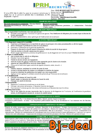 Main image of RECRUTEMENT RESPONSABLE AGENCES