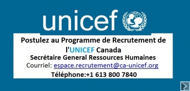 Main image of Postes Administratifs Disponible chez UNICEF CANADA