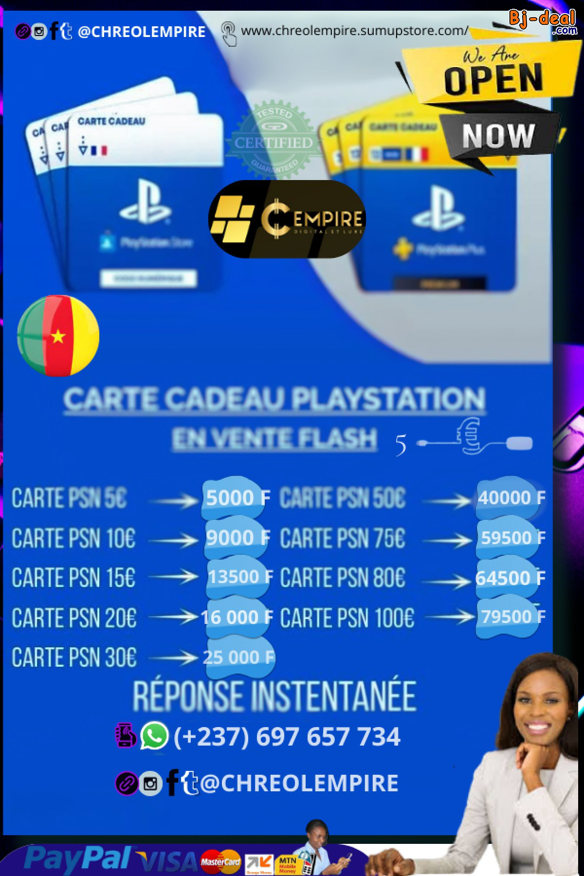 Image principale de Achetez Vendez Changer Rechargez PSN chez Chreol Empire