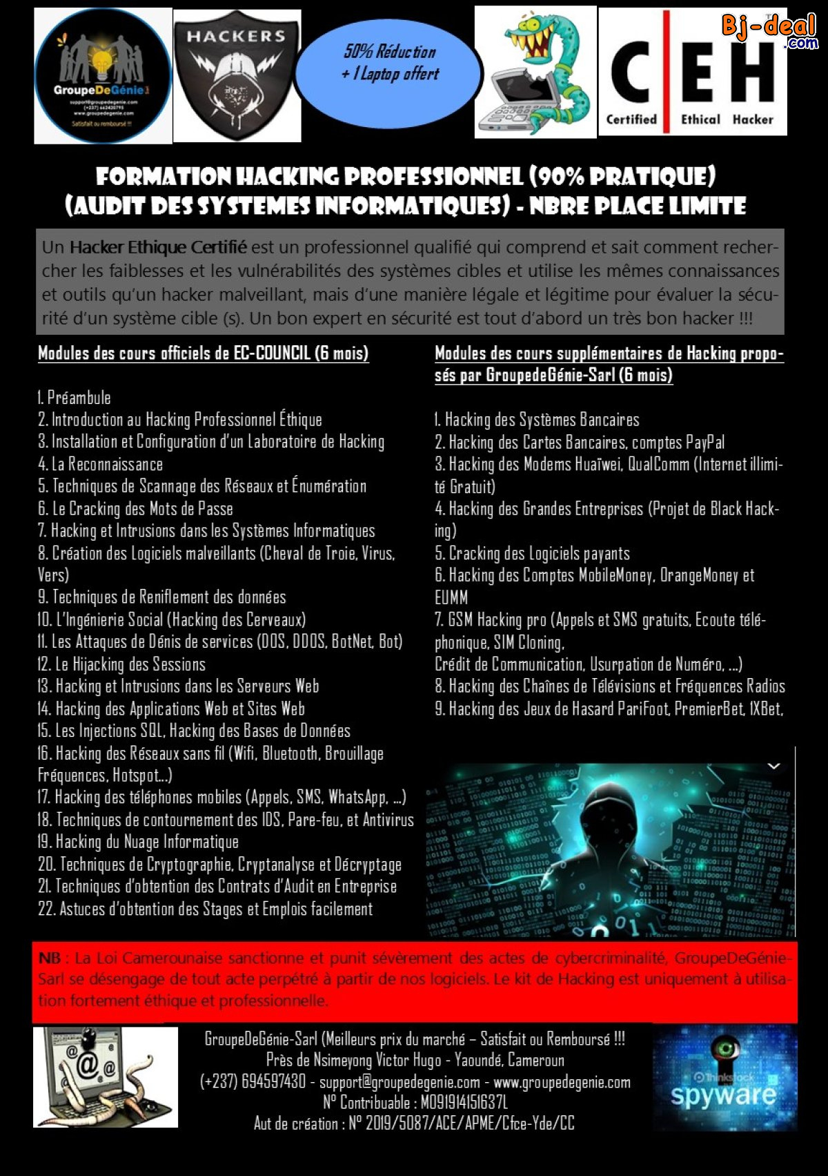 Image principale de HACKING PROFESSIONNEL ET SÉCURITÉ INFORMATIQUE (CEH, CISA, CISSP, CND, COMPTIA SEC+