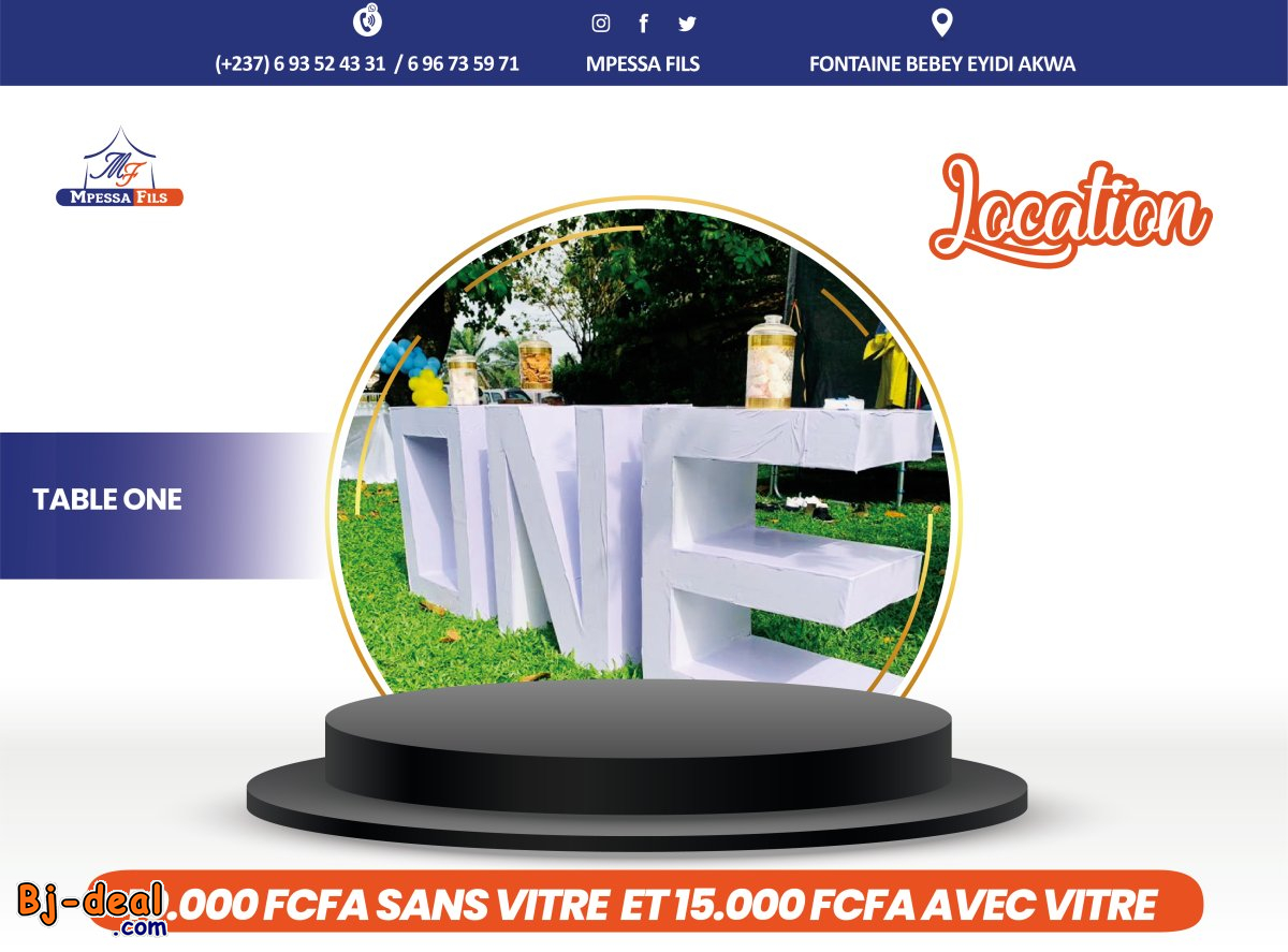 Main image of Location de table one avec et sans vitre