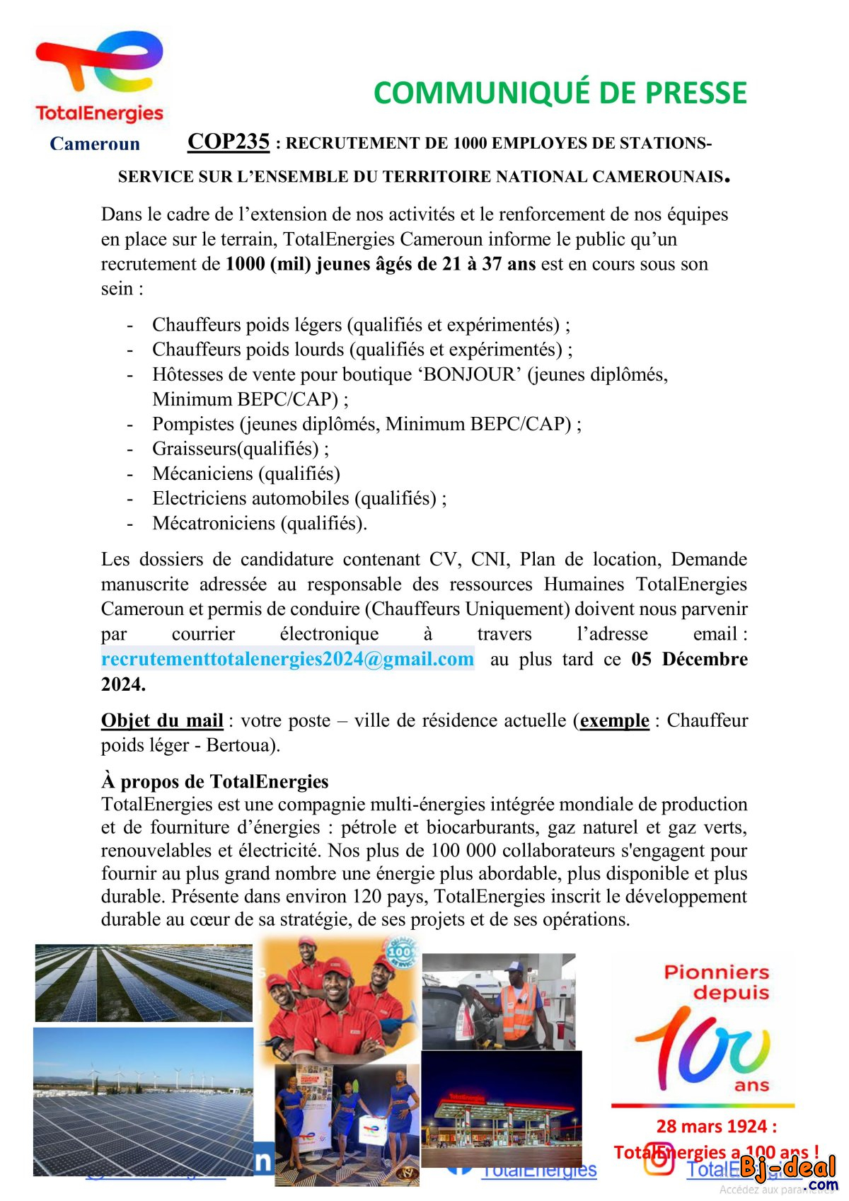Main image of Avis de recrutement de 1000 jeunes chez TotalEnergies Tout le Cameroun
