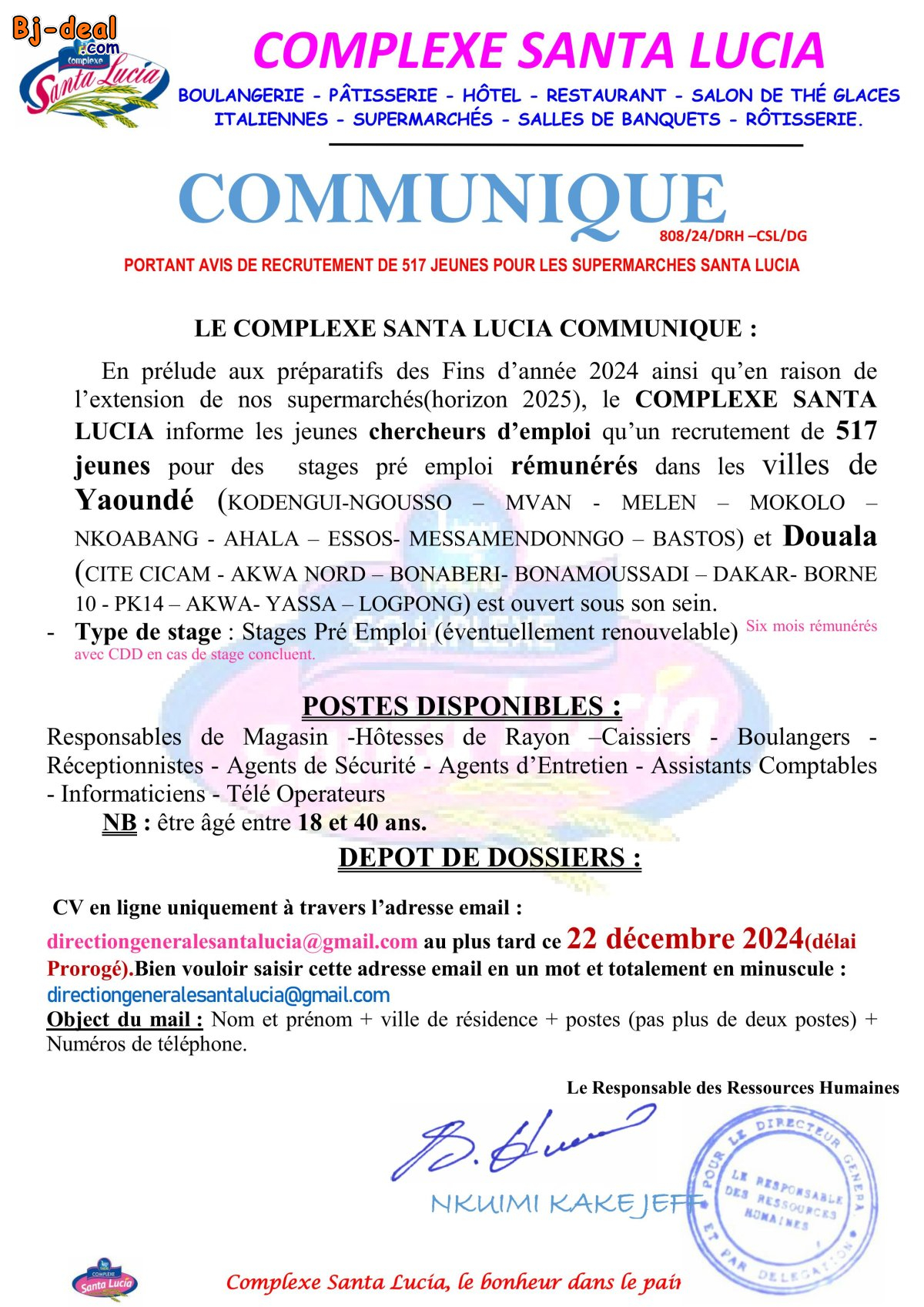 Main image of LES SUPERMARCHES SANTA LUCIA RECRUTENT 517 PROFILS