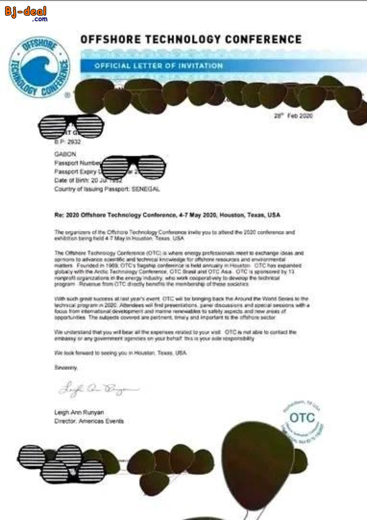 Image principale de LETTRE D&amp;#039;INIVATION VISA AFFAIRE USA ET CANADA