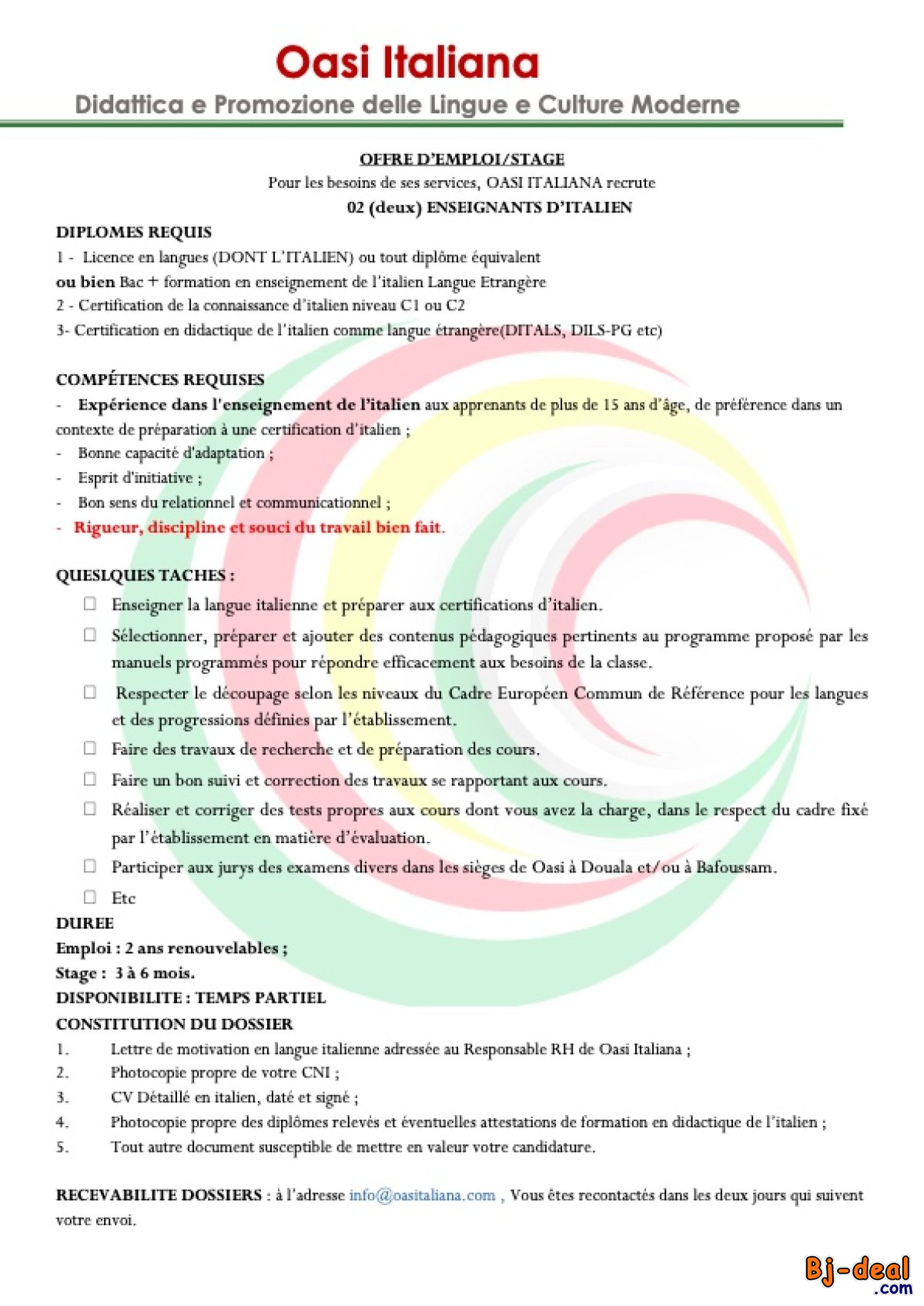 Main image of RECRUTEMENT D&amp;#039; ENSEIGNANT D&amp;#039;ITALIEN