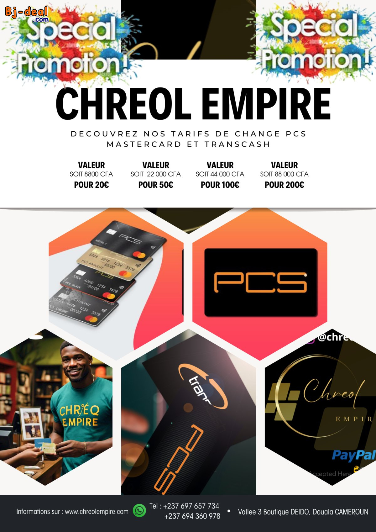 Main image of Changez Vos coupons PCS MasterCard et Transcash contre CFA XFA Mobile money Cameroun CHREOL EMPIRE