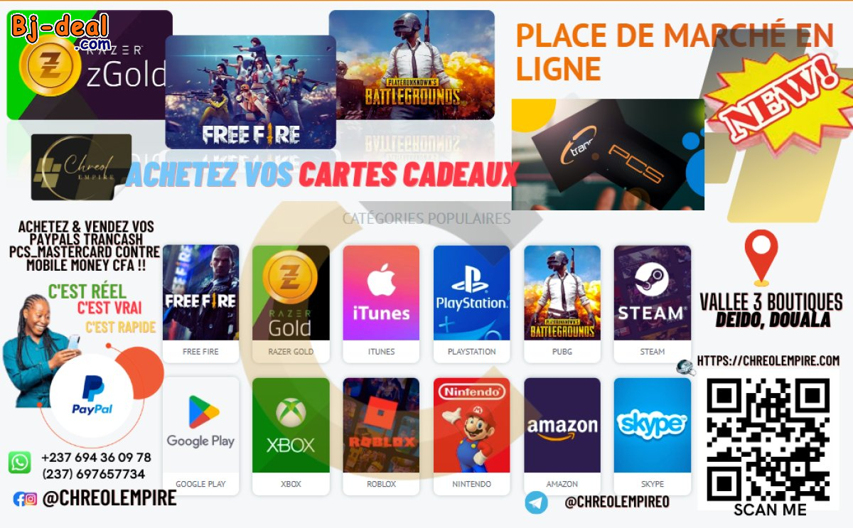 Main image of Vos Services digitaux  PSN ROBLOX ITUNES chez Chreol Empire