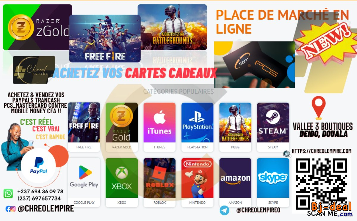 Main image of Vos Services digitaux ITUNES PSN ROBLOX NINTENDO chez Chreol Empire
