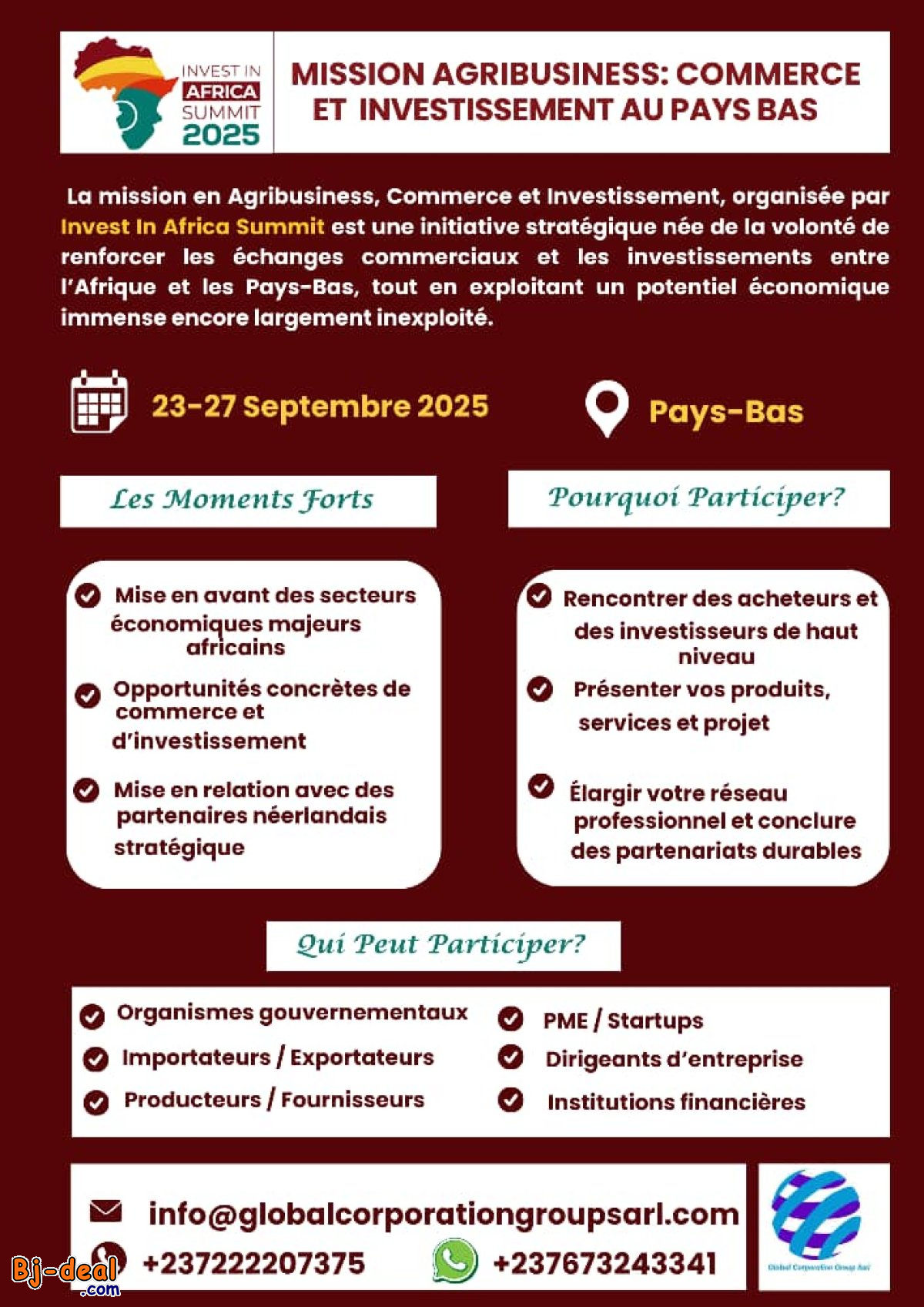 Image principale de commerce et investissement au pays bas du 23 au 27 Septembre 2025