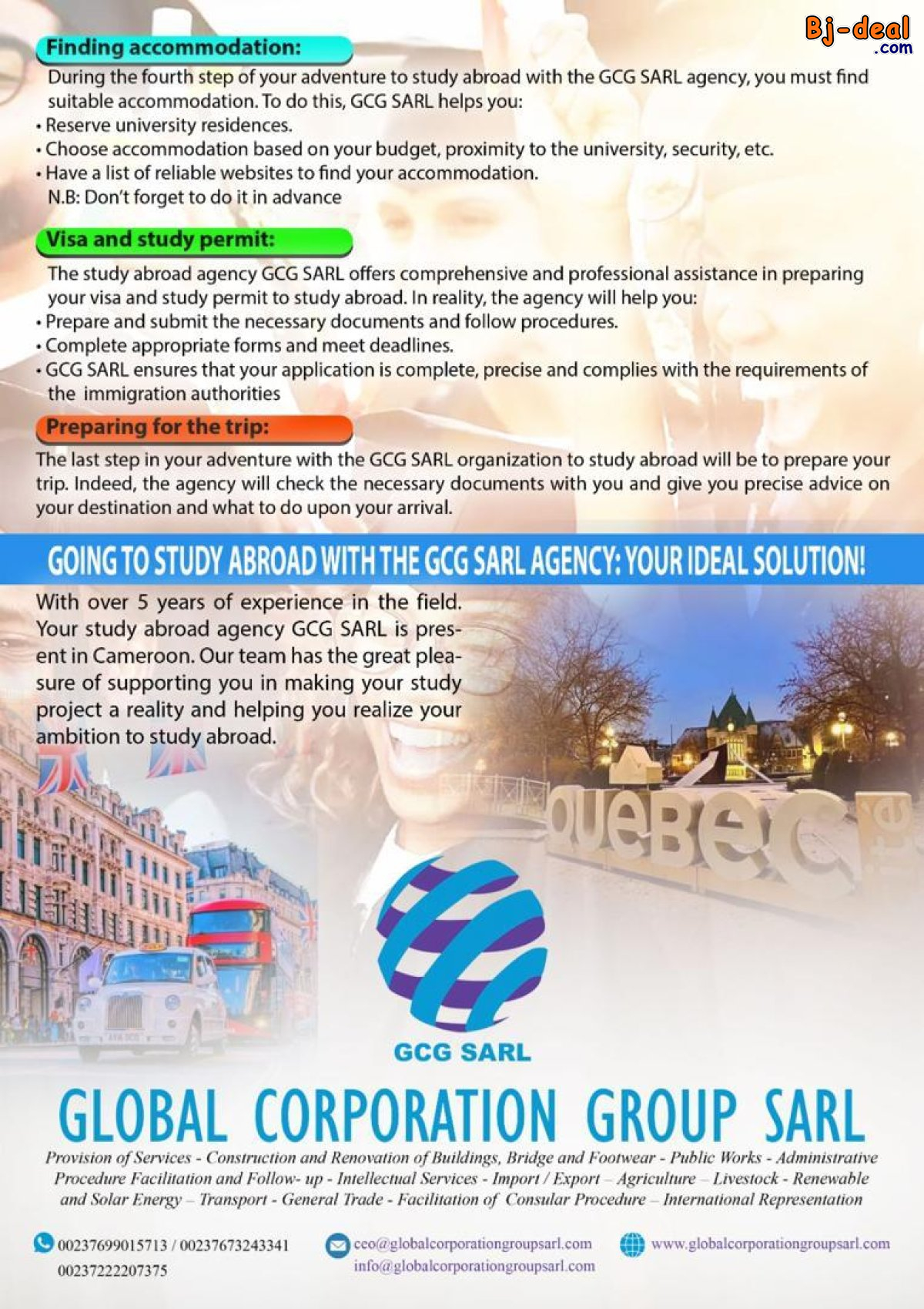 Main image of PARTIR ETUDIER A L&amp;#039;ETRANGER AVEC L&amp;#039;AGENCE GLOBAL CORPORATION GROUP SARL