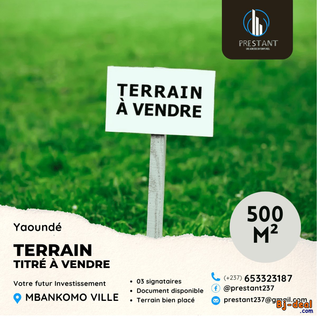 Main image of Terrain Titré de 500m² (×4) à vendre à Mbankomo Ville