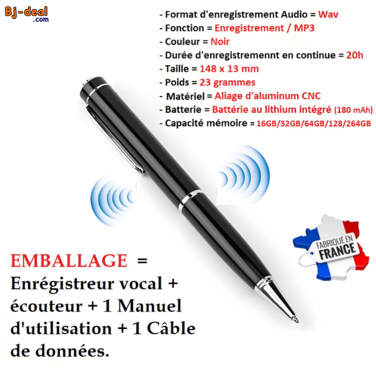 Main image of STYLO ENREGISTREUR VOCAL NUMERIQUE DICTAPHONE