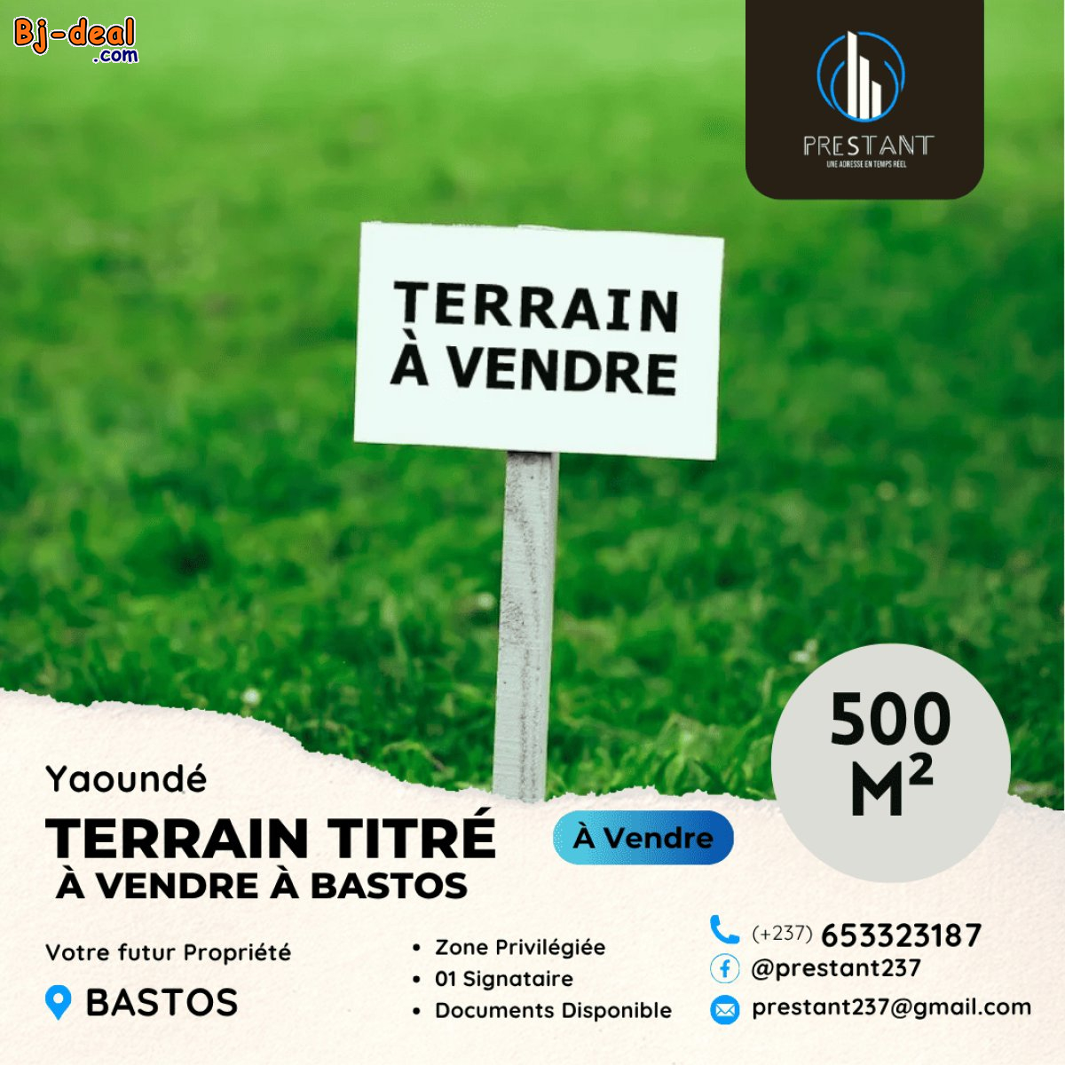 Image principale de Terrain Titré de 500m² à vendre à Bastos