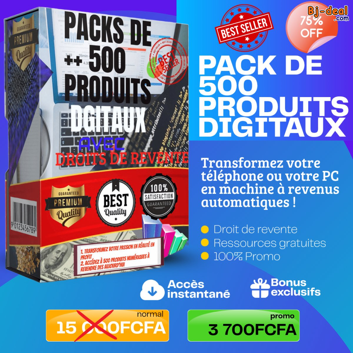 Image principale de PACK DE 500 PRODUITS DIGITAUX AVEC DROIT DE REVENTE