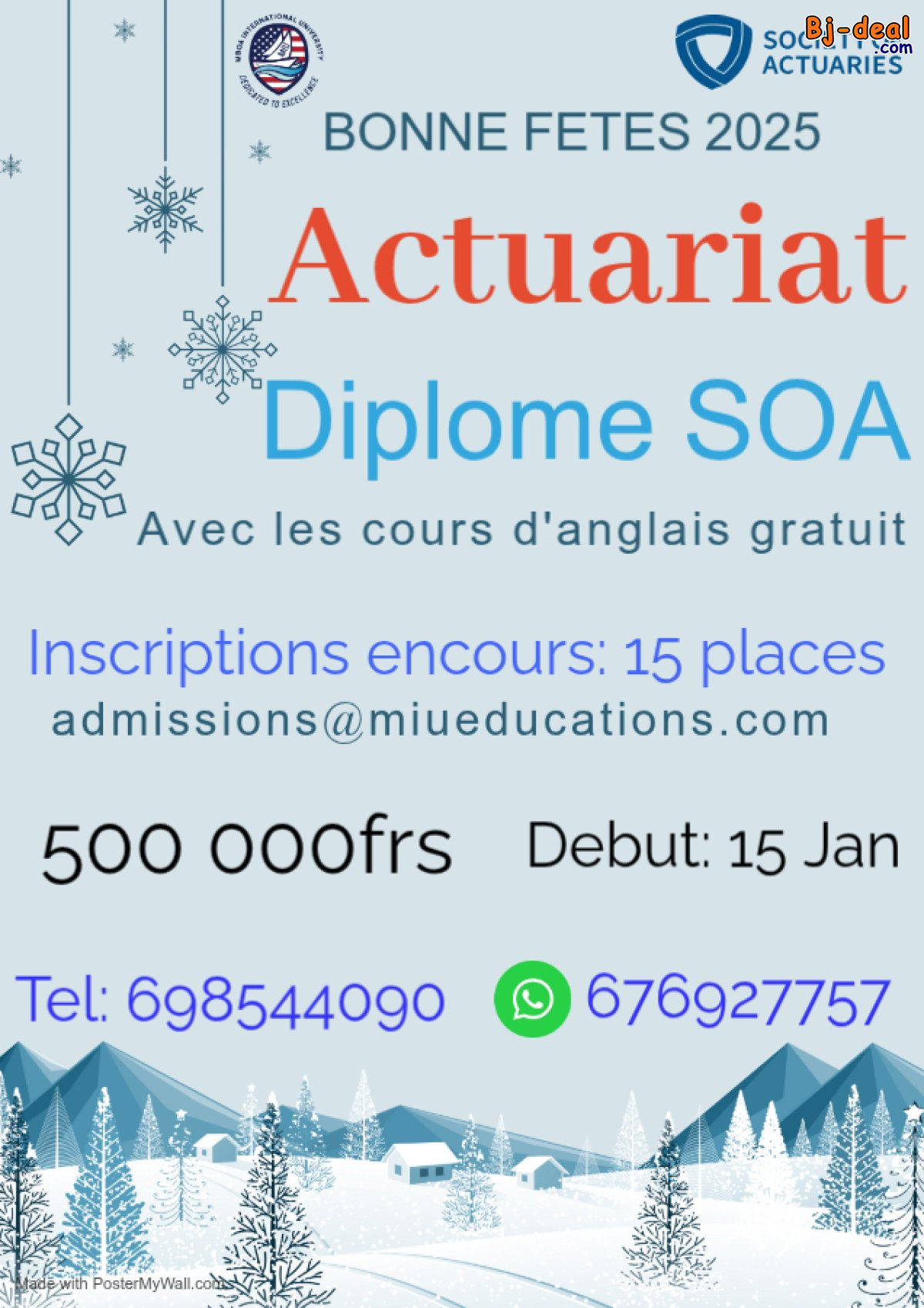 Image principale de Formation pesque gratuit en Actuariat avec Diplome international SOA-USA