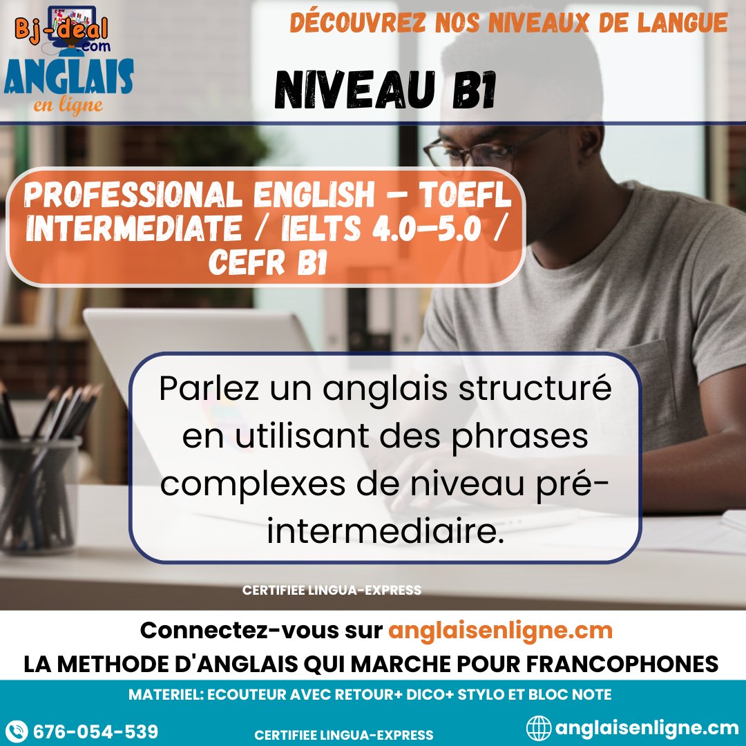 Image principale de Niveau B1 Professional English TOEFL Intermediate