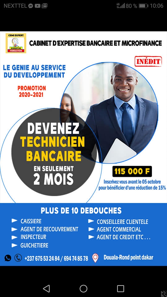 Image principale de Avis de recrutement Devenez BANQUIER en 04 mois