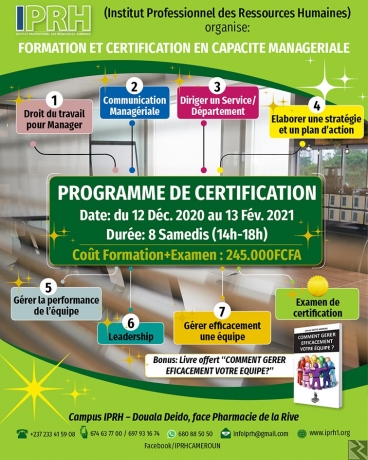 Main image of FORMATION ET CERTIFICATION EN CAPACITE MANAGERIALE