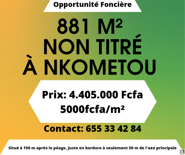 Main image of 881m2 non titré à  Nkometou disponible