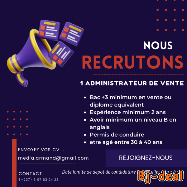 Main image of Nous recrutons un administrateur des ventes