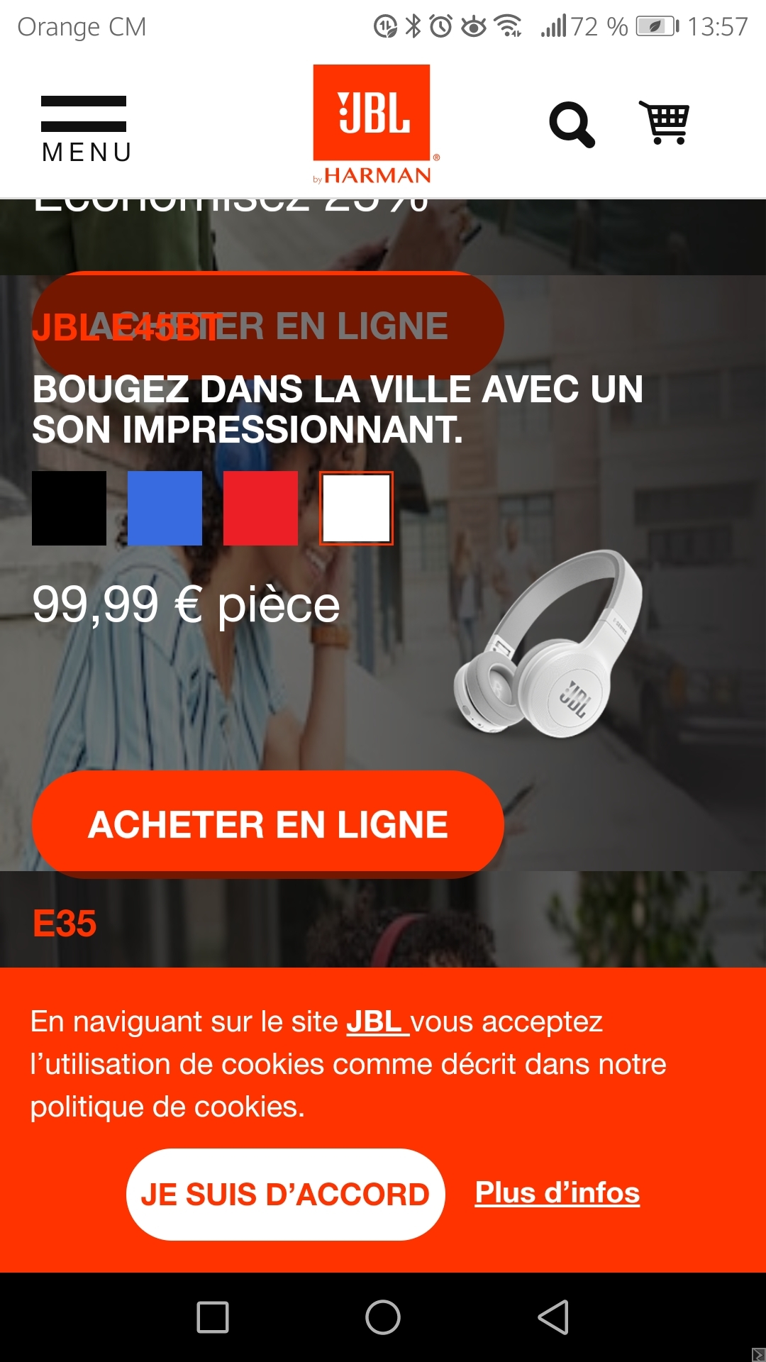 Image principale de Casque JBL Bluetooth d'origine