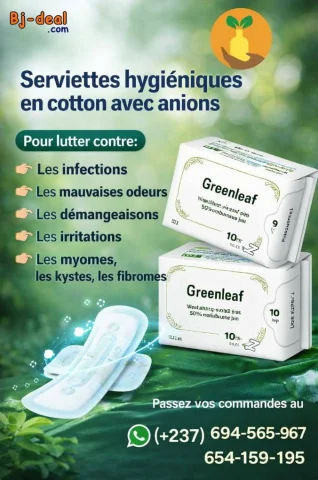 Main image — SERVIETTES HYGIÉNIQUES EN COTON AVEC ANIONS