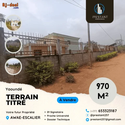 Image principale — Terrain Titré de 970m à vendre à Awae Escalier