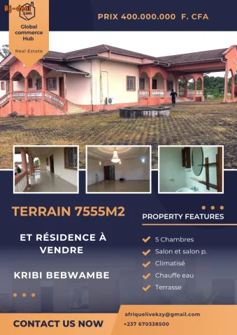 Image principale — À vendre terrain avec résidence kribi