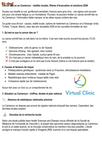 Image principale — Cancer des os au Cameroun réalités locales filieres évacuation et solution 2026