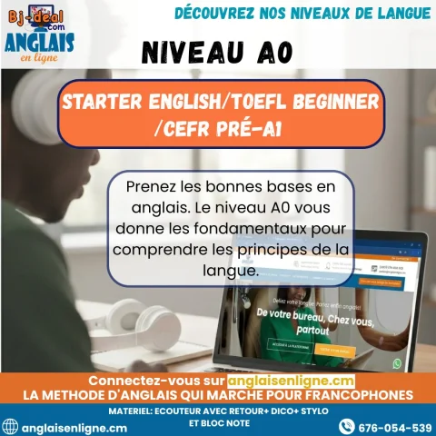 Image principale — Niveau A0 Starter English TOEFL Beginner CEFR Pré-A1